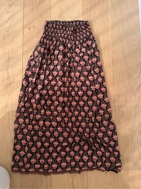 Natalie Martin Black Midi Skirt with Pink Floral Print